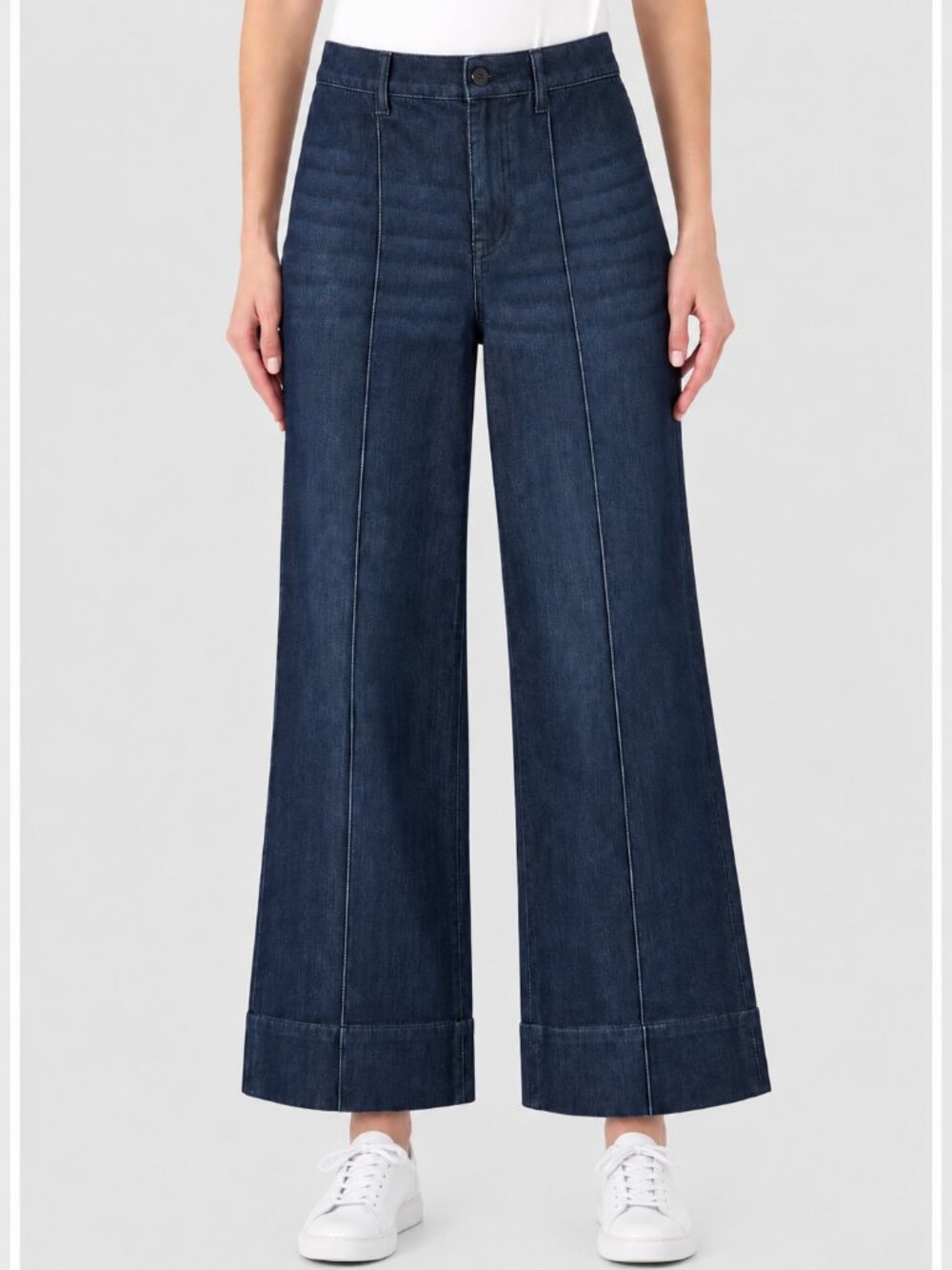 Rebecca Minkoff NEW Pintuck High Waist Dark Wash Wide Leg Crop Jeans SZ 14 Chic